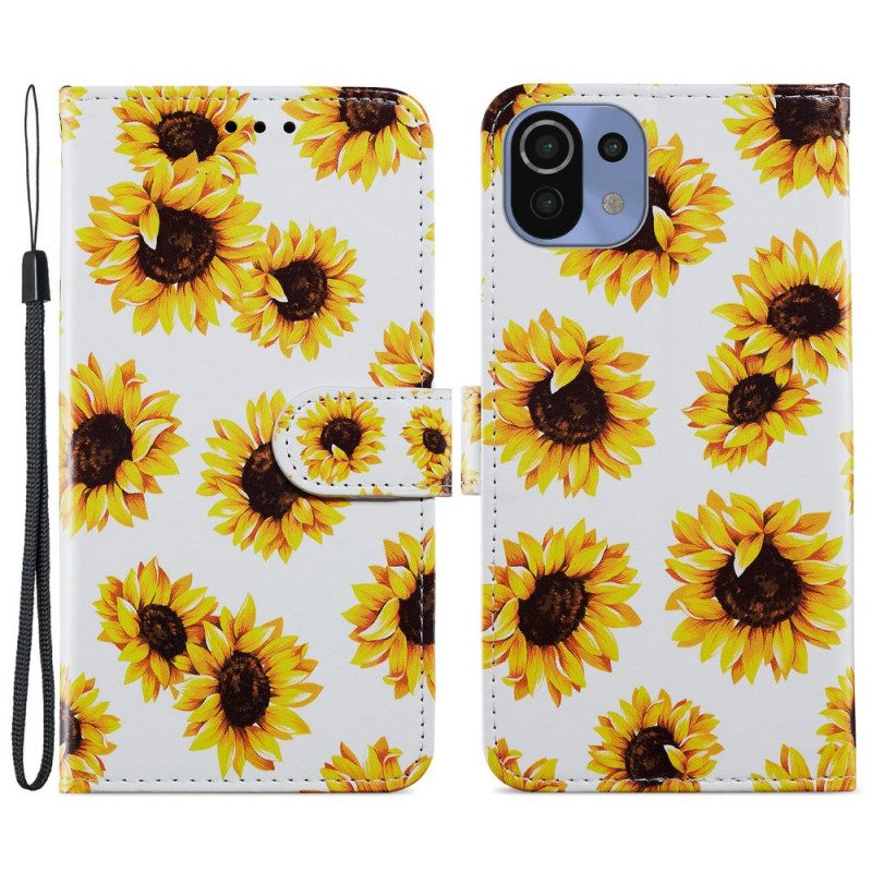 Folio-hoesje voor Xiaomi Mi 11 Lite 4G / 5G / 5G NE Zonnebloemen