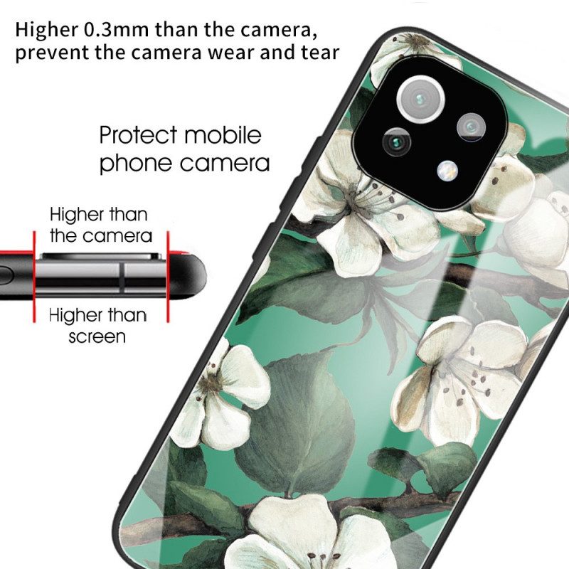 Hoesje voor Xiaomi Mi 11 Lite 4G / 5G / 5G NE Bloemen Van Gehard Glas