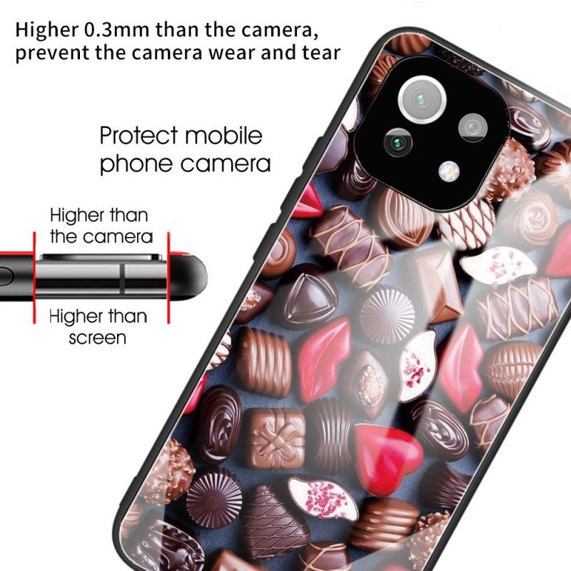 Hoesje voor Xiaomi Mi 11 Lite 4G / 5G / 5G NE Chocolade Van Gehard Glas