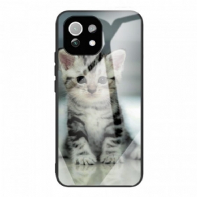 Hoesje voor Xiaomi Mi 11 Lite 4G / 5G / 5G NE Kitten Gehard Glas