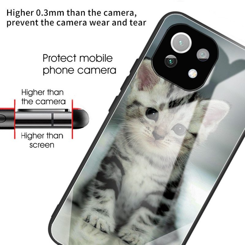 Hoesje voor Xiaomi Mi 11 Lite 4G / 5G / 5G NE Kitten Gehard Glas