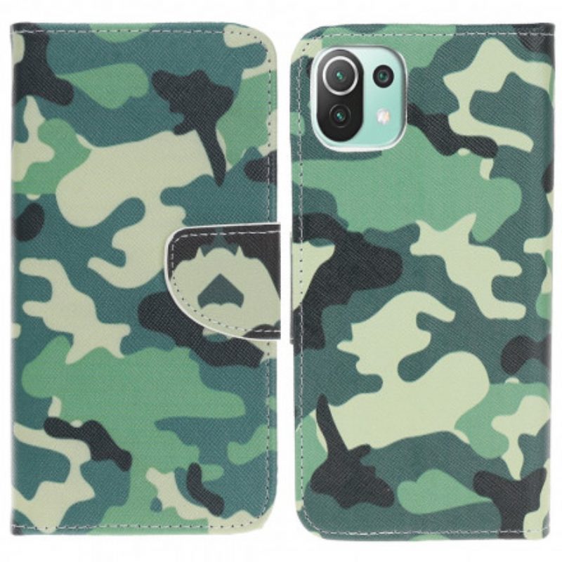 Leren Hoesje voor Xiaomi Mi 11 Lite 4G / 5G / 5G NE Camouflage