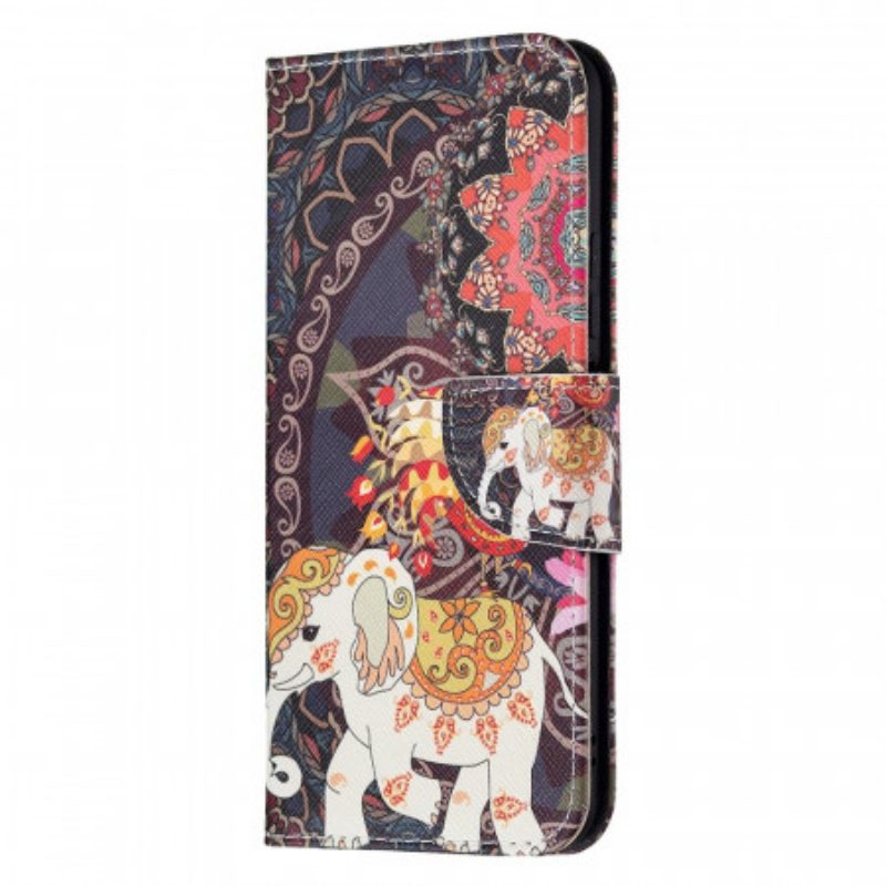 Leren Hoesje voor Xiaomi Mi 11 Lite 4G / 5G / 5G NE Indische Olifanten