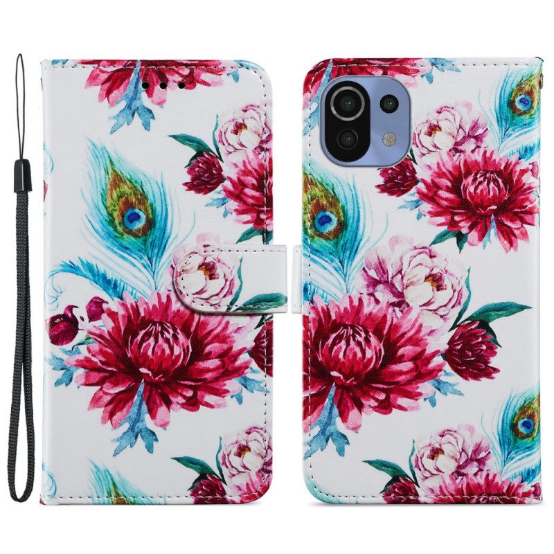 Leren Hoesje voor Xiaomi Mi 11 Lite 4G / 5G / 5G NE Intense Bloemen