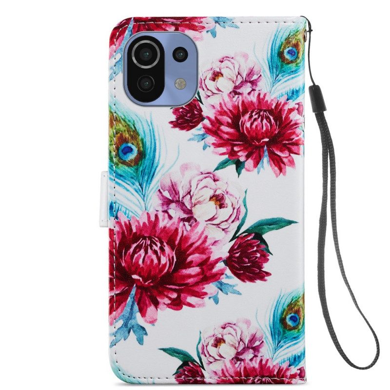 Leren Hoesje voor Xiaomi Mi 11 Lite 4G / 5G / 5G NE Intense Bloemen