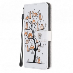 Leren Hoesje voor Xiaomi Mi 11 Lite 4G / 5G / 5G NE Met Ketting Funky Cats Met Riem