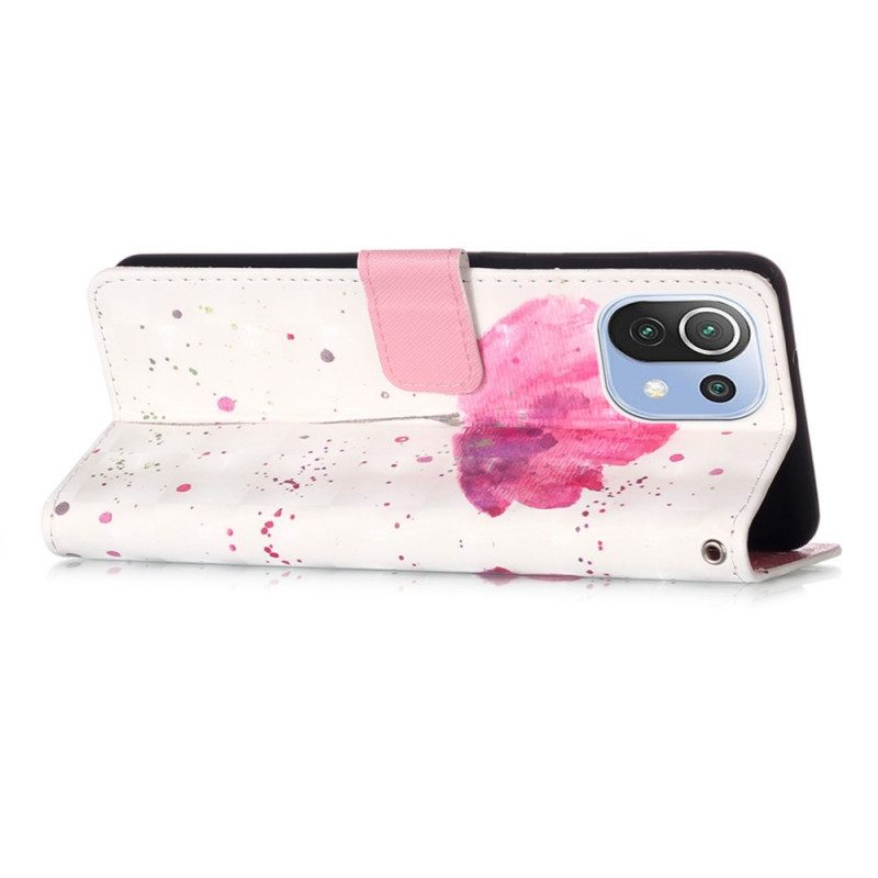 Telefoonhoesje Leren Hoesje voor Xiaomi Mi 11 Lite 4G / 5G / 5G NE Aquarel Papaver