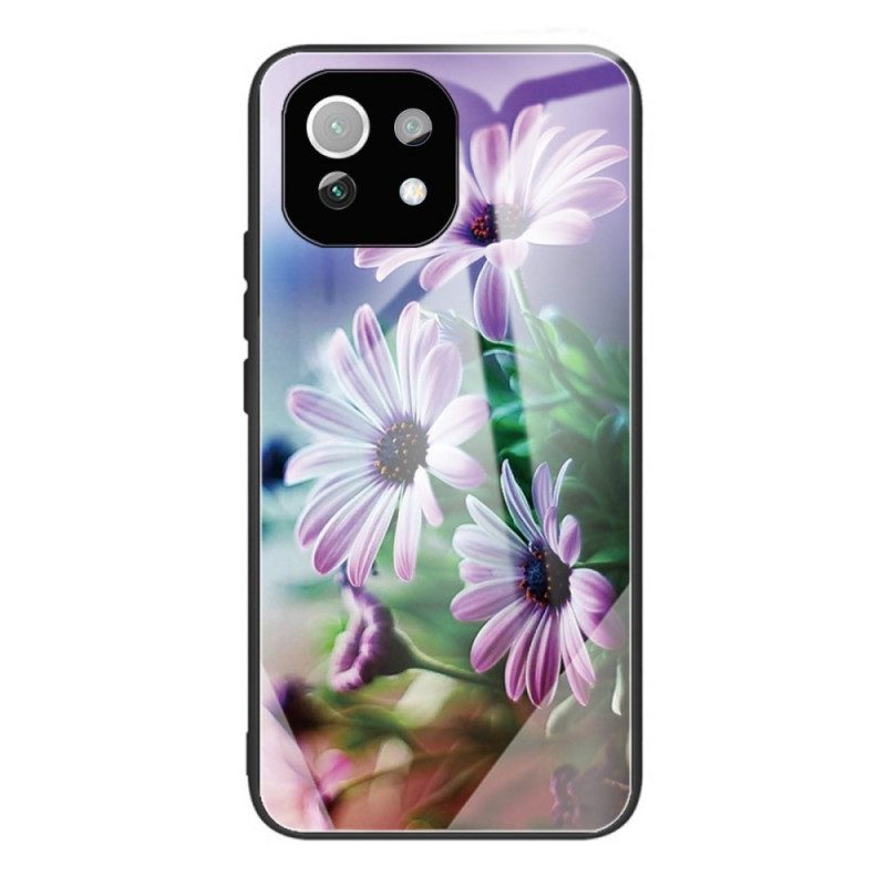 Telefoonhoesje voor Xiaomi Mi 11 Lite 4G / 5G / 5G NE Bloemen Van Gehard Glas