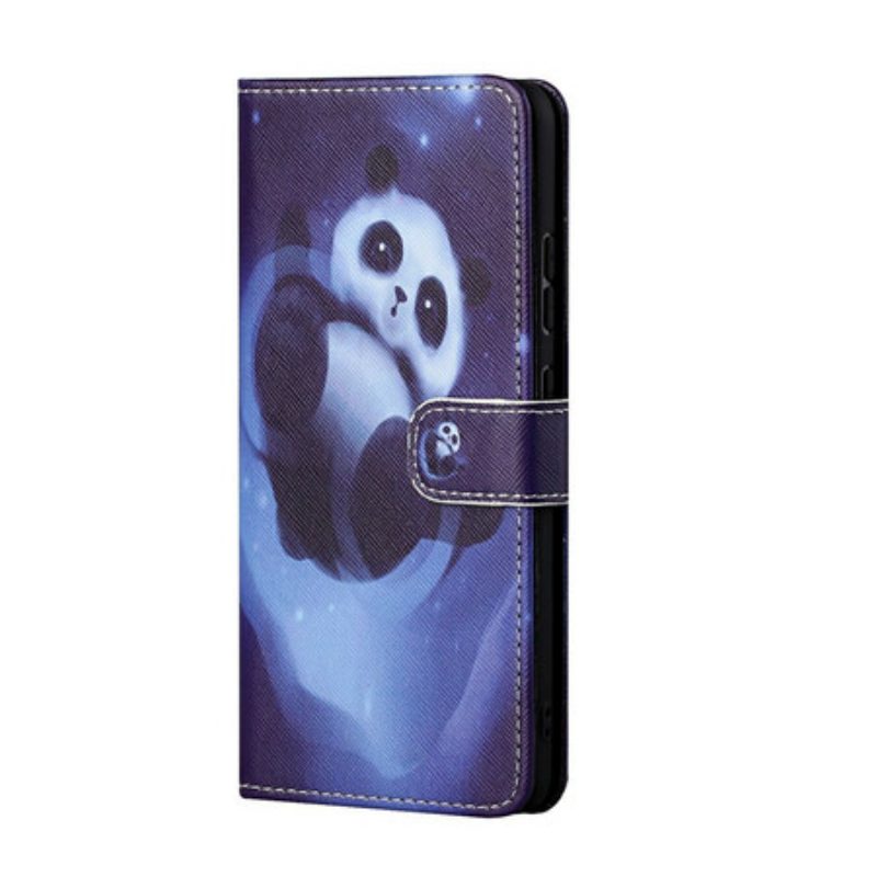 Folio-hoesje voor Poco M3 Pro 5G Met Ketting Panda Space Met Sleutelkoord