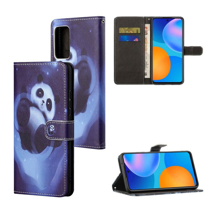 Folio-hoesje voor Poco M3 Pro 5G Met Ketting Panda Space Met Sleutelkoord