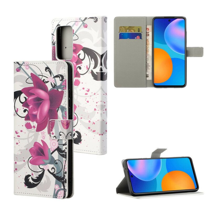 Folio-hoesje voor Poco M3 Pro 5G Tropische Bloemen