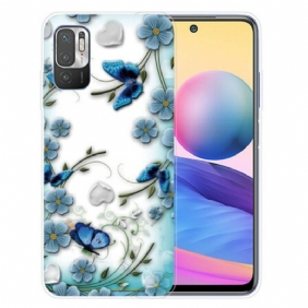 Hoesje voor Poco M3 Pro 5G Retro Vlinders En Bloemen