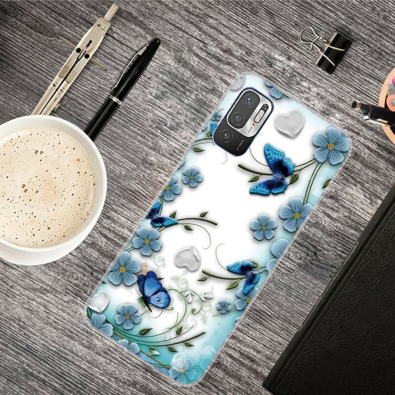 Hoesje voor Poco M3 Pro 5G Retro Vlinders En Bloemen