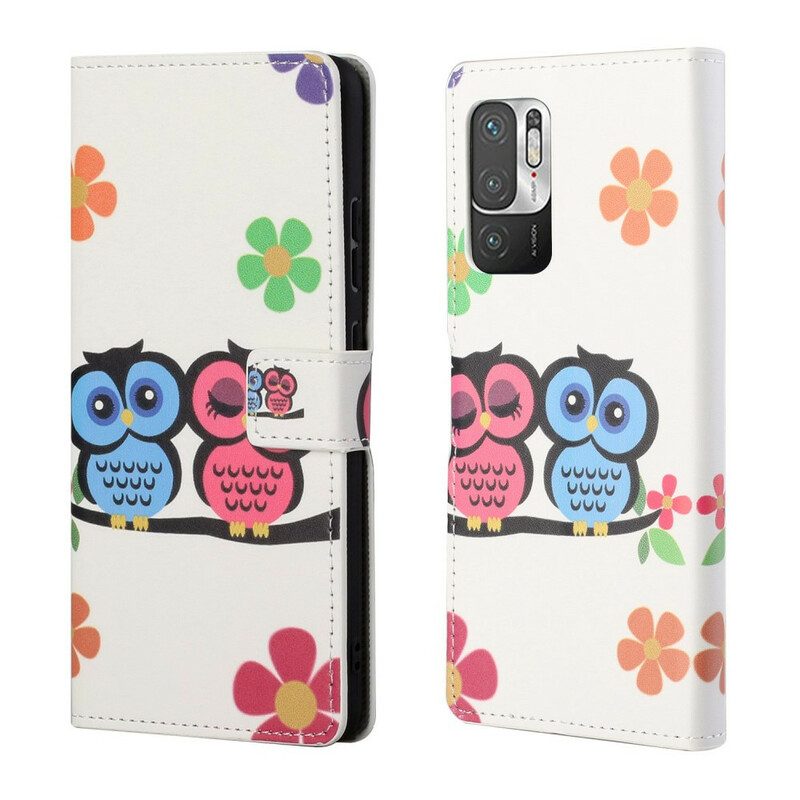 Leren Hoesje voor Poco M3 Pro 5G Uil Familie