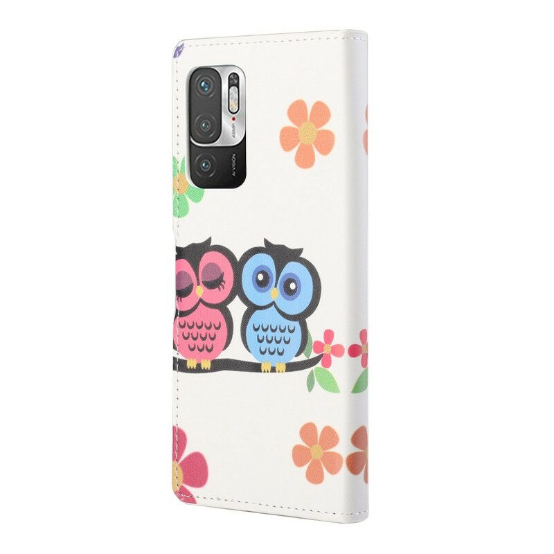 Leren Hoesje voor Poco M3 Pro 5G Uil Familie