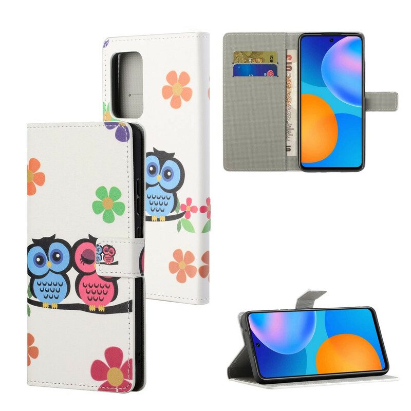 Leren Hoesje voor Poco M3 Pro 5G Uil Familie