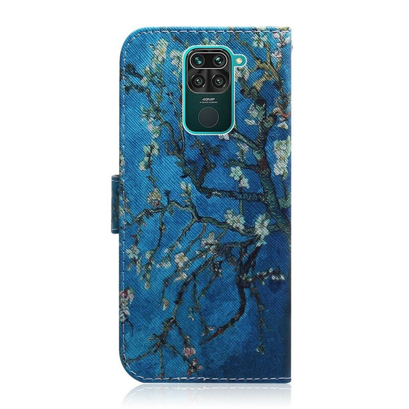 Folio-hoesje voor Xiaomi Redmi Note 9 Bloeiende Boom Blauwe Achtergrond