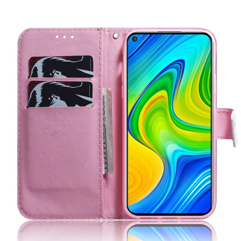 Folio-hoesje voor Xiaomi Redmi Note 9 Bloem Stoffig Roze