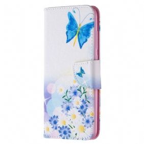 Folio-hoesje voor Xiaomi Redmi Note 9 Geschilderde Vlinders En Bloemen