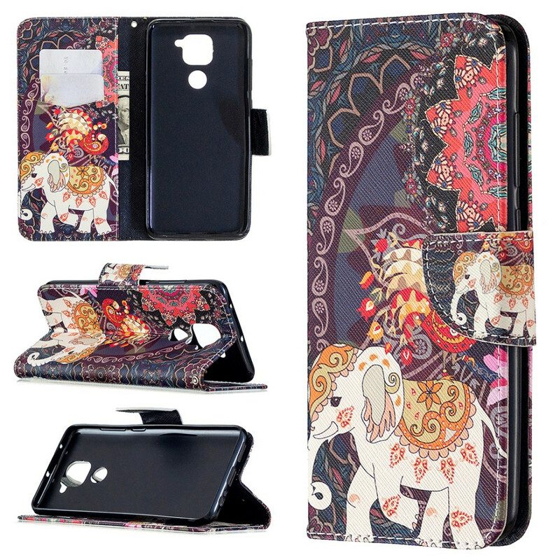 Folio-hoesje voor Xiaomi Redmi Note 9 Indische Olifanten