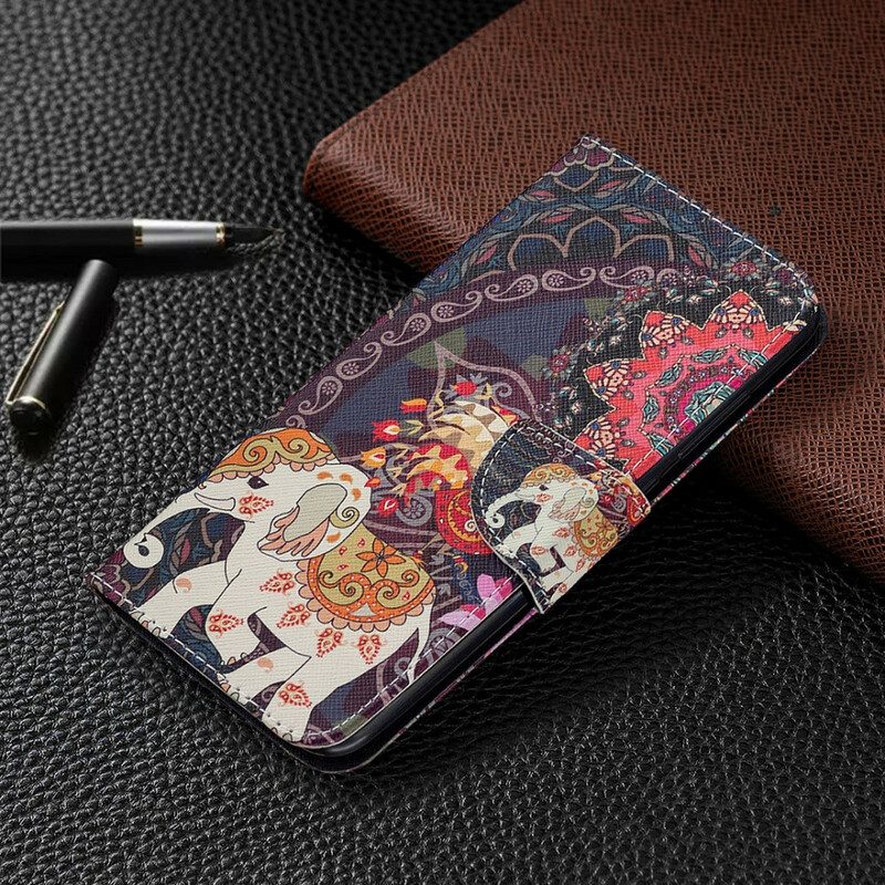 Folio-hoesje voor Xiaomi Redmi Note 9 Indische Olifanten