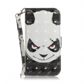 Folio-hoesje voor Xiaomi Redmi Note 9 Met Ketting Boze Panda Met Lanyard