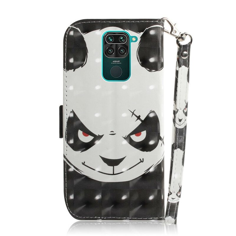 Folio-hoesje voor Xiaomi Redmi Note 9 Met Ketting Boze Panda Met Lanyard