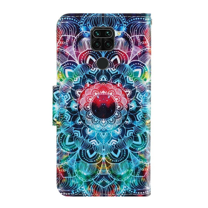 Folio-hoesje voor Xiaomi Redmi Note 9 Met Ketting Flitsende Strappy Mandala