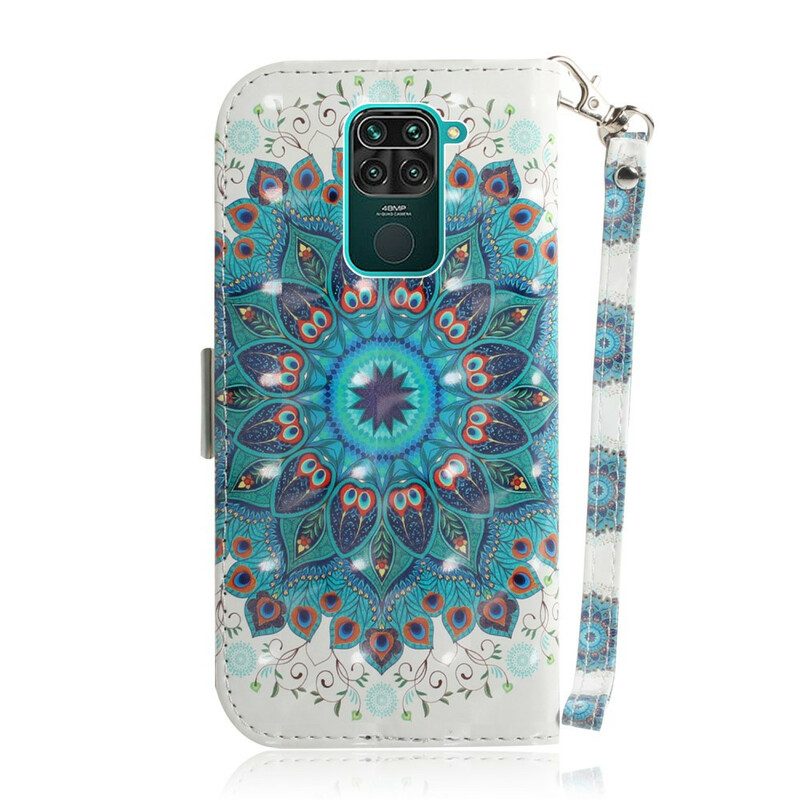 Folio-hoesje voor Xiaomi Redmi Note 9 Met Ketting Meesterlijke Mandala Met Riem