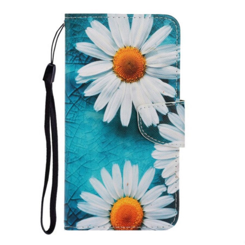 Folio-hoesje voor Xiaomi Redmi Note 9 Met Ketting String Madeliefjes