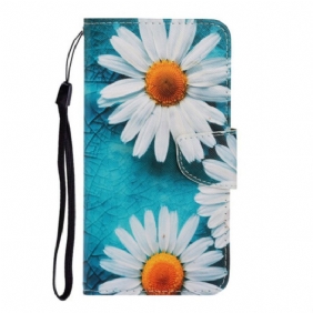 Folio-hoesje voor Xiaomi Redmi Note 9 Met Ketting String Madeliefjes