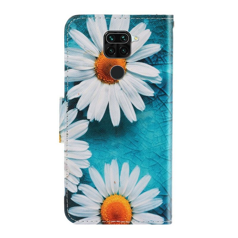 Folio-hoesje voor Xiaomi Redmi Note 9 Met Ketting String Madeliefjes