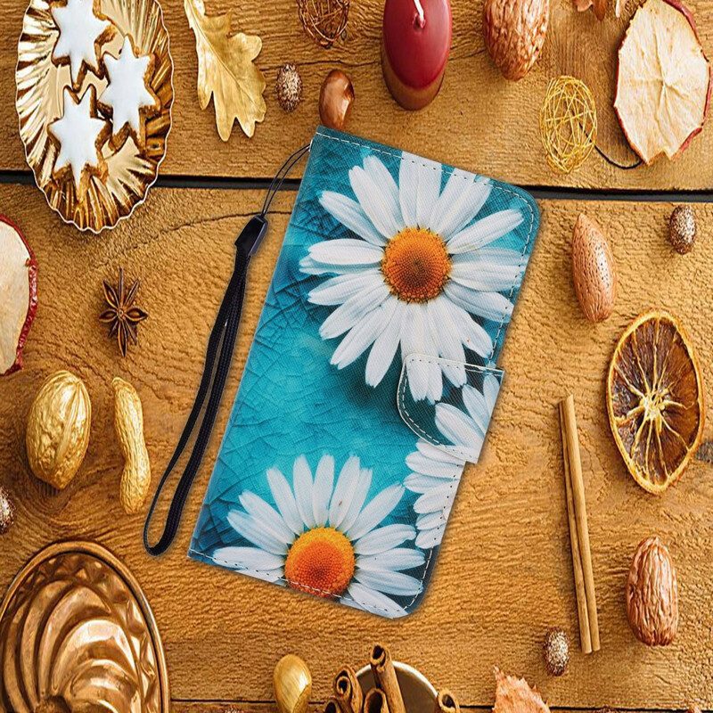 Folio-hoesje voor Xiaomi Redmi Note 9 Met Ketting String Madeliefjes