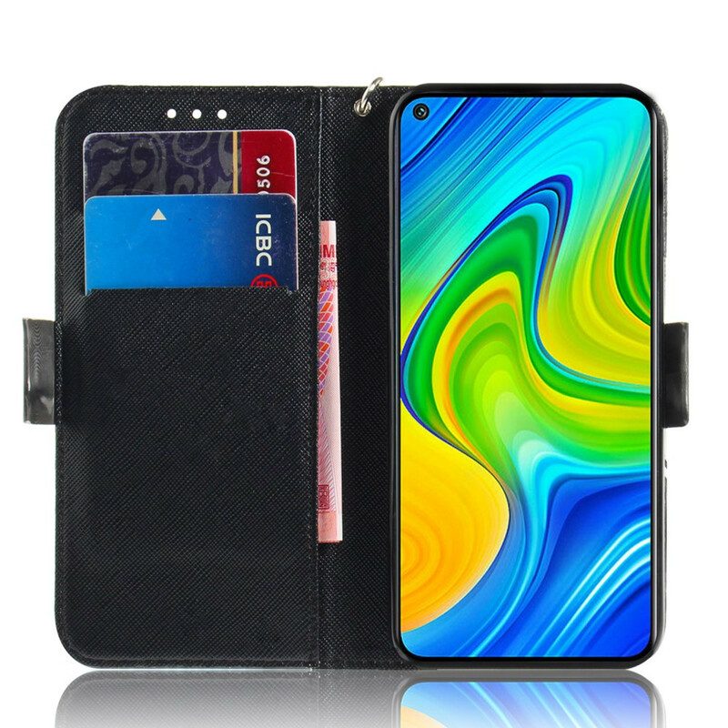 Folio-hoesje voor Xiaomi Redmi Note 9 Met Ketting String Safari Dieren