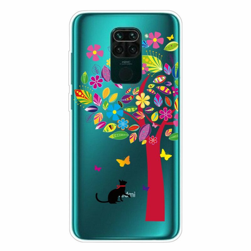 Hoesje voor Xiaomi Redmi Note 9 Kat Onder De Kleurrijke Boom