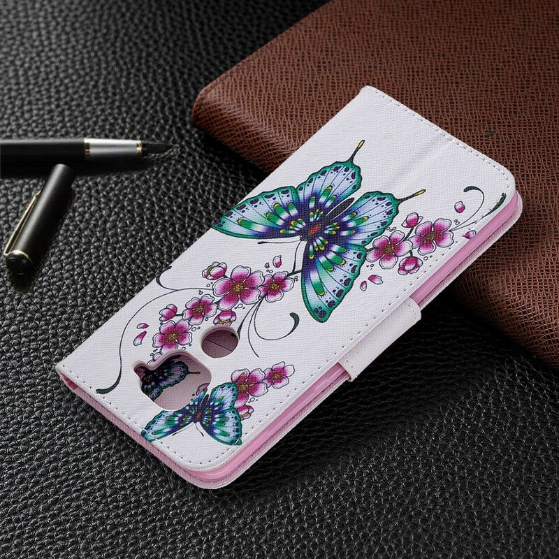 Leren Hoesje voor Xiaomi Redmi Note 9 Prachtige Vlinders