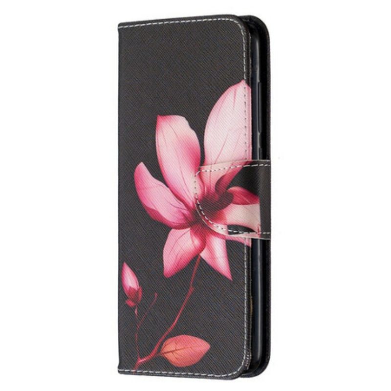 Leren Hoesje voor Xiaomi Redmi Note 9 Roze Bloem