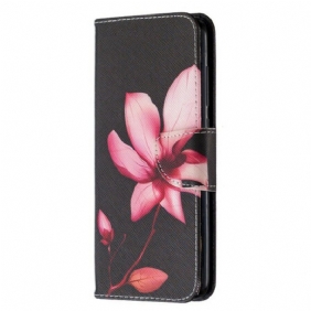 Leren Hoesje voor Xiaomi Redmi Note 9 Roze Bloem