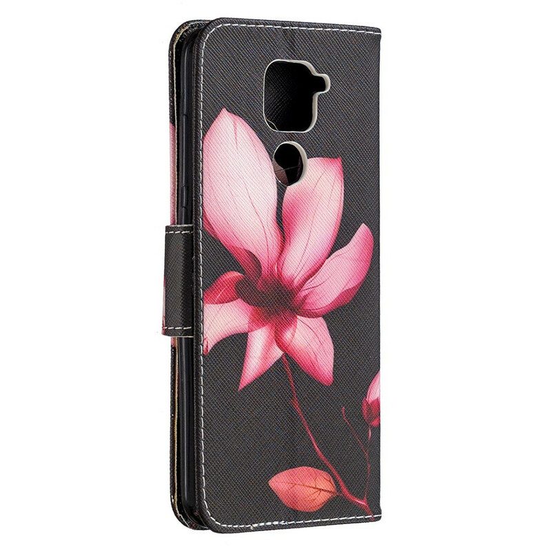 Leren Hoesje voor Xiaomi Redmi Note 9 Roze Bloem