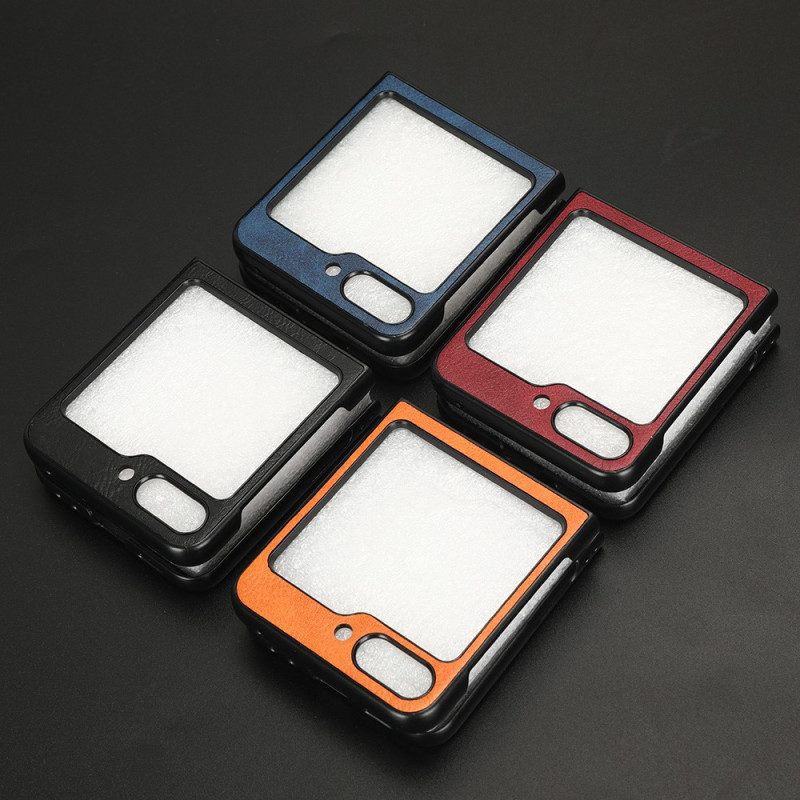 Case Hoesje Samsung Galaxy Z Flip 5 Telefoonhoesje Stijve Leerstijl