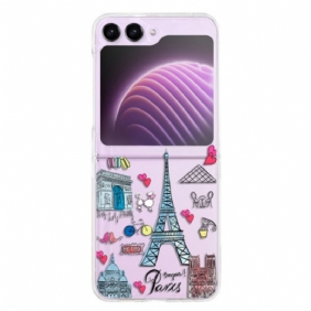 Cover Hoesje Samsung Galaxy Z Flip 5 Telefoonhoesje Transparant Parijs