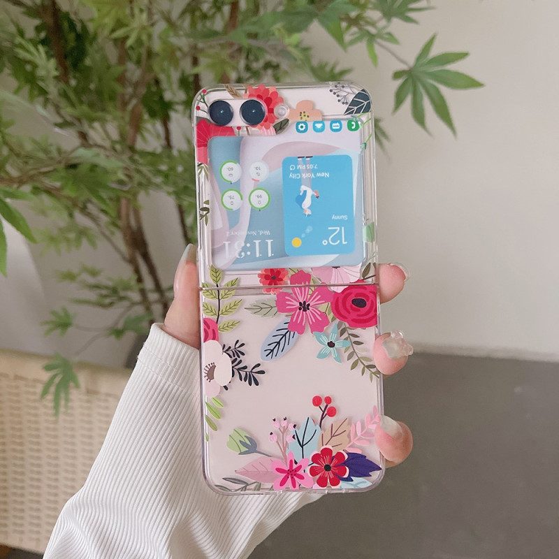 Hoesje Samsung Galaxy Z Flip 5 Transparante Bloemen