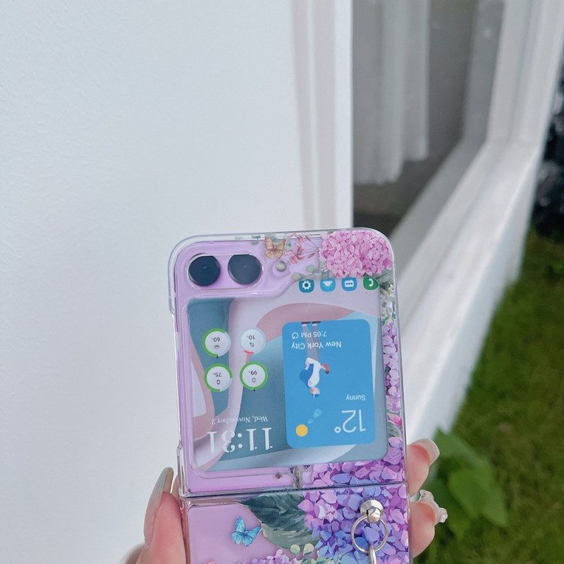 Hoesje Samsung Galaxy Z Flip 5 Transparante Bloemen