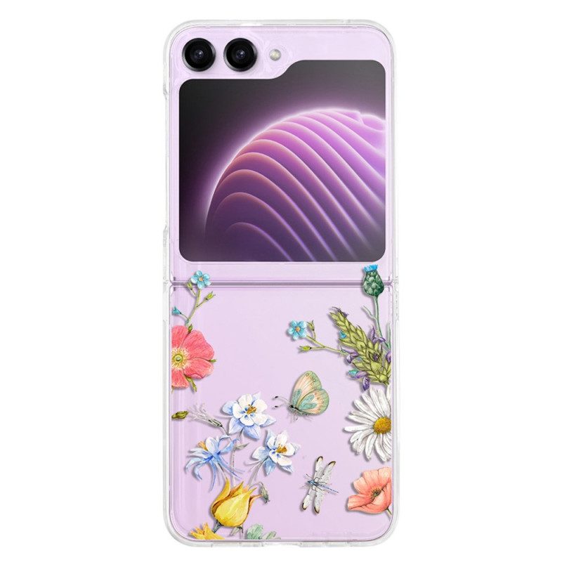 Hoesje Samsung Galaxy Z Flip 5 Transparante Fleurettes