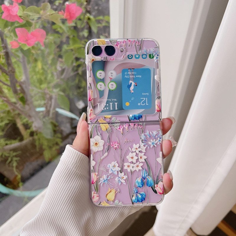 Hoesje Samsung Galaxy Z Flip 5 Transparante Fleurettes