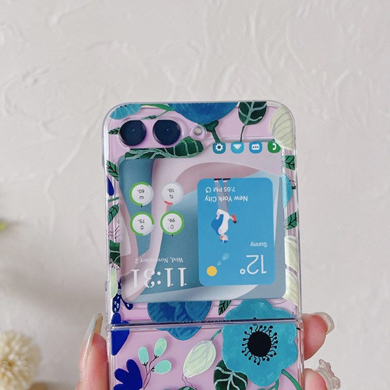 Hoesje Voor Samsung Galaxy Z Flip 5 Transparante Mooie Bloemen