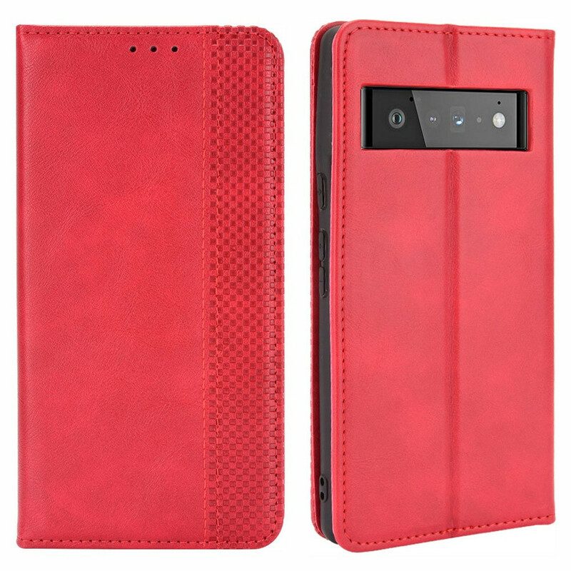 Bescherming Hoesje voor Google Pixel 6 Pro Folio-hoesje Gestileerd Vintage Leereffect