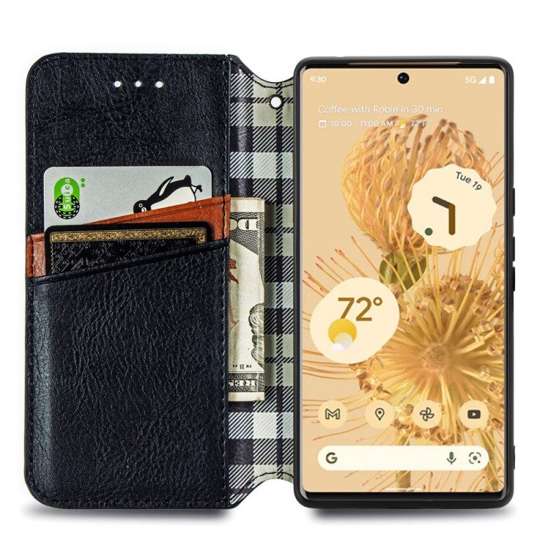 Bescherming Hoesje voor Google Pixel 6 Pro Folio-hoesje Leereffect Diamanttextuur