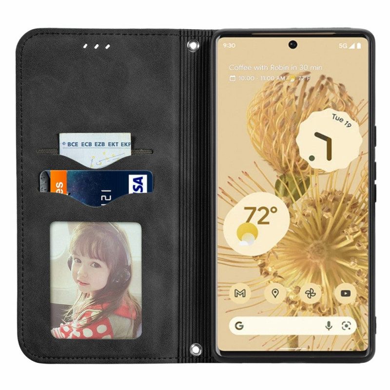 Bescherming Hoesje voor Google Pixel 6 Pro Folio-hoesje Vintage Skin-touch-ontwerp