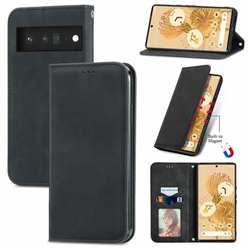 Bescherming Hoesje voor Google Pixel 6 Pro Folio-hoesje Vintage Skin-touch-ontwerp